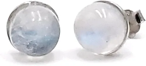 Vista 107 de Pendientes naturales de 0.236 in con chapado en oro blanco sobre plata de ley, bisel cabujón de piedras preciosas regalo de joyería para ella