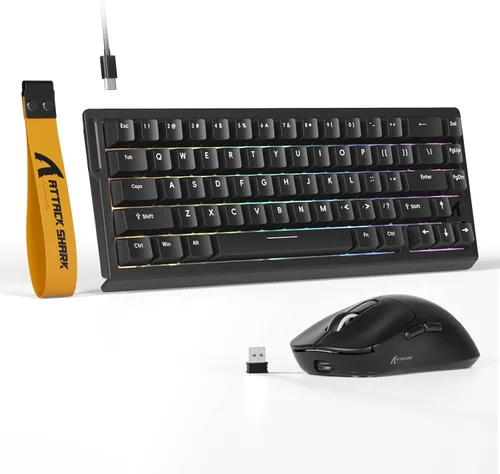 Vista 3 de ATTACK SHARK X68 HE - Teclado magnético con cable con combinación de mouse inalámbrico X3, teclado de disparo rápido de 8 KHz, precisión RT de 0.000