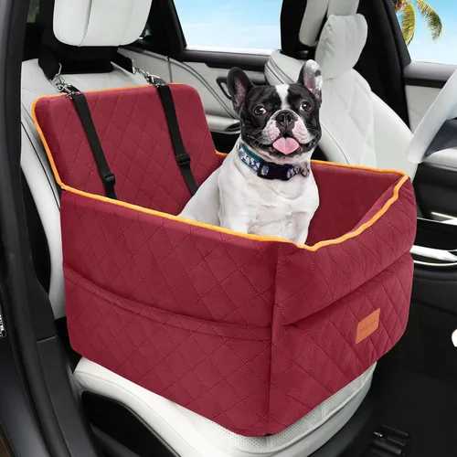 Vista 10 de HEGGCOOE Asiento de automóvil para perros pequeños, asientos elevadores de espuma viscoelástica con cojín grueso para perros medianos de menos de 35