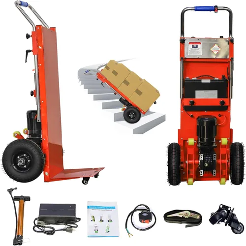 Vista 9 de Camiones de mano eléctricos para escaleras, 1200 W, carretillas de mano eléctricas para escalar, carrito de mano para mudanza, capacidad de 880 Negro