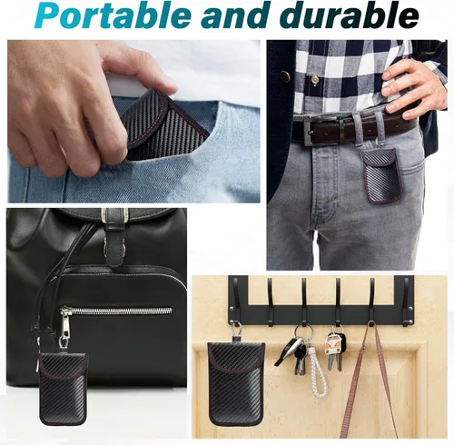 Vista 8 de BFXM Faraday - 2 bolsas para llaves de automóvil, bolsa de bloqueo de señal RFID, protector antirrobo, funda bloqueadora de señal de teléfono