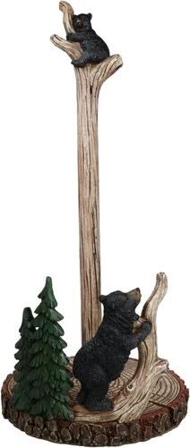 Vista 6 de Ebros Gift Naturaleza rústica Vida silvestre Bosque Cachorros de oso negro escalada en rama de árbol en bosque de pinos soporte dispensador de papel