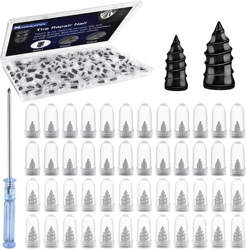 Vista 10 de NACHLYNN 30 piezas de clavos de reparación de neumáticos con tornillos autoperforantes de goma, herramienta rápida de reparación de neumáticos