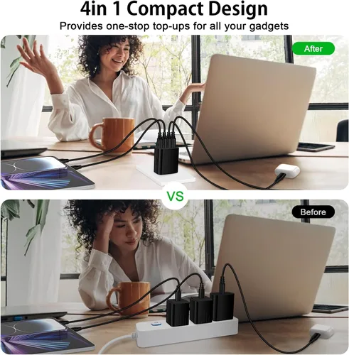 Vista 3 de Estación de carga USB para Samsung Galaxy S26 Ultra S25 FE S24 S23 S22 S21 S20 A17 A16 5G A56 Z Flip 7 Z Fold 7, bloque de carga rápida, enchufe USB