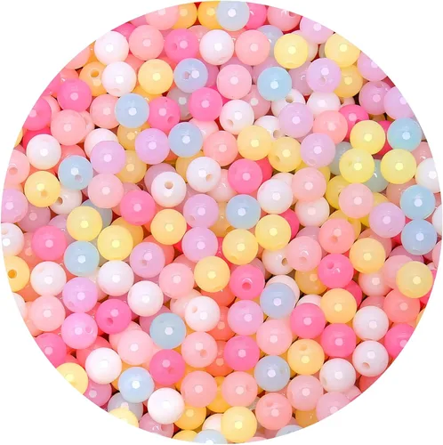 Vista 43 de BONNY BOXX 2000 piezas 4 mm cuentas redondas de acrílico de zafiro suave, bolas de plástico de chicle de burbujas, cuentas gruesas de bolas