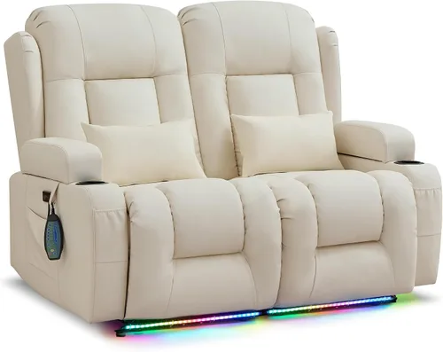 Vista 30 de URRED Wall Hugger Power - Sofá reclinable con masaje y calor, color beige