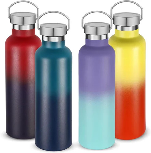 Vista 18 de Volhoply 24 onzas Botella de agua aislada con boca estándar con tapa de combinación de plástico y acero inoxidable, botellas de agua de 304 18/8