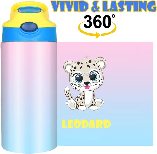 Vista 8 de Botella de agua personalizada para niños, niñas, niños, botellas de agua personalizadas de 12 onzas con nombre y tapa de pajilla, tazas de acero