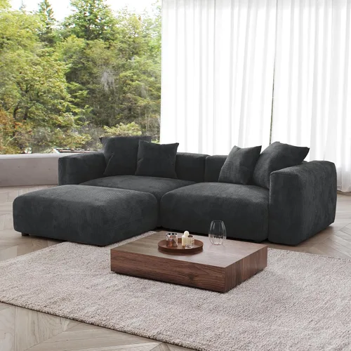 Vista 12 de JACH Sofás Seccionales de Pana para Sala de Estar, Sofá Seccional Modular con Otomanas Chaise, Fundas de Cojines Removibles, Sofá Cama Moderno
