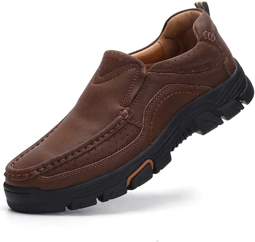 Vista 9 de Venshine Mocasines casuales para hombre, zapatos de cuero para caminar Negro1