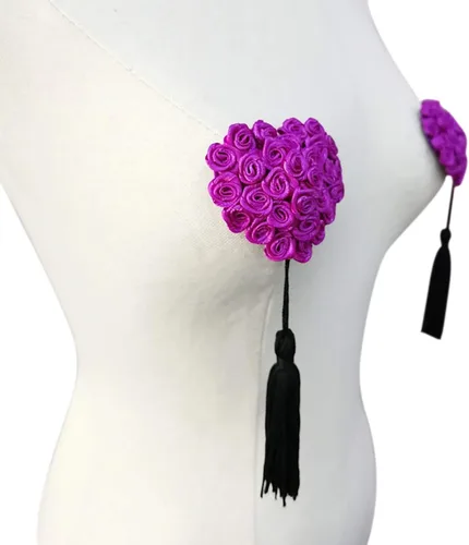 Vista 2 de KINGSEVEN Sujetador de silicona reutilizable con pétalos de pecho sexy con borla