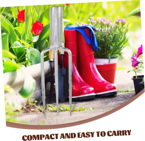 Vista 2 de Outanaya Herramienta de pesca de hierro Tenedor multiusos para pesca Jardinería Durable para deshierbar Diseño compacto