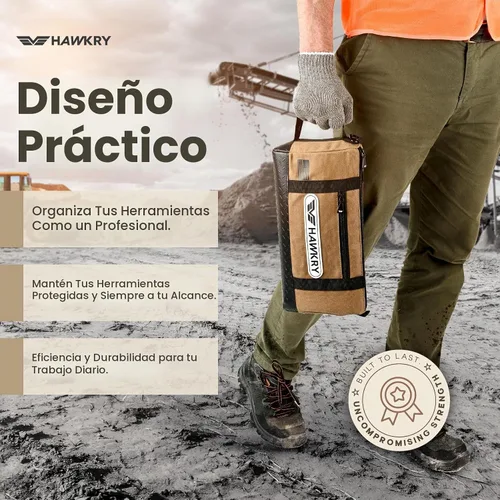 Vista 5 de HAWKRY Bolsa de herramientas de lona resistente - Bolsa de lona impermeable con cremallera, bolsa de herramientas de jardín, bolsas de construcción