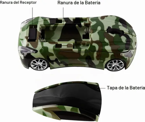 Vista 2 de elec Space Cool Sport Car Shape 2.4GHz Ratones inalámbricos ópticos inalámbricos con receptor USB para PC portátil 1600DPI 3 botones
