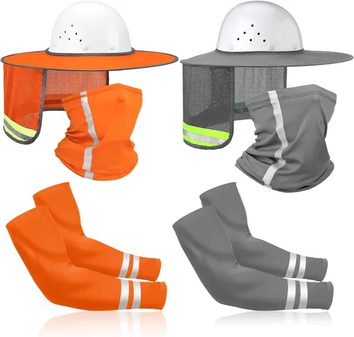 Vista 7 de SATINIOR 8 unidades de sombrero duro de ala completa para el sol, protección solar, protección para el cuello, polaina para el cuello, bufanda
