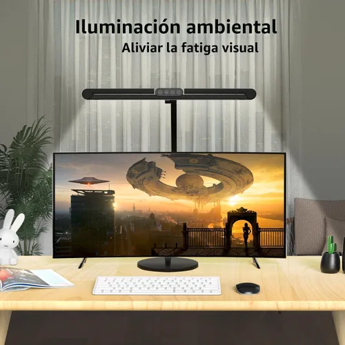 Vista 3 de Micomlan Lámpara de escritorio de arquitecto con control remoto, luz de escritorio LED ajustable para oficina en casa con base, luz de mesa de 24W