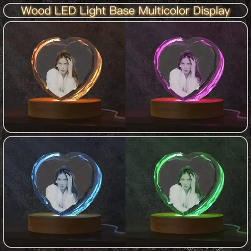 Vista 3 de Gypsophila Foto de cristal 3D, con forma de corazón, foto holográfica 3D personalizada grabada dentro del cristal con tu propia imagen, regalos