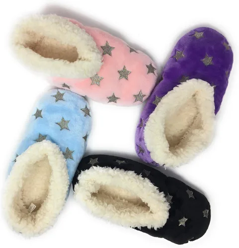 Vista 8 de JYinstyle Womens The Starz Plush Slippers, Cute Fuzzy Sherpa Slippers, Glitter and Stars House Indoor Shoes