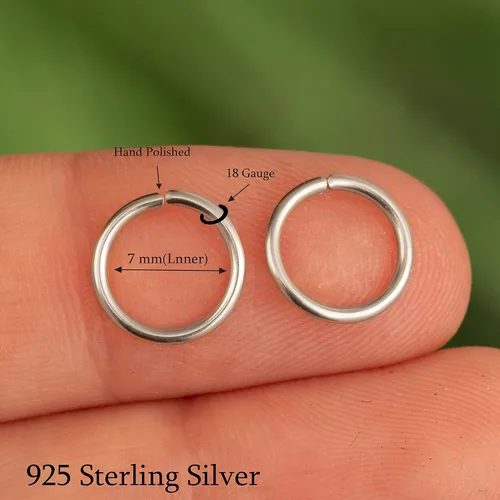 Vista 91 de Aretes de aro de oro de plata – Aretes de aro para mujer, dos piezas de aros de plata fina rellenos de oro, aro de hélice, anillo de tragus, aro