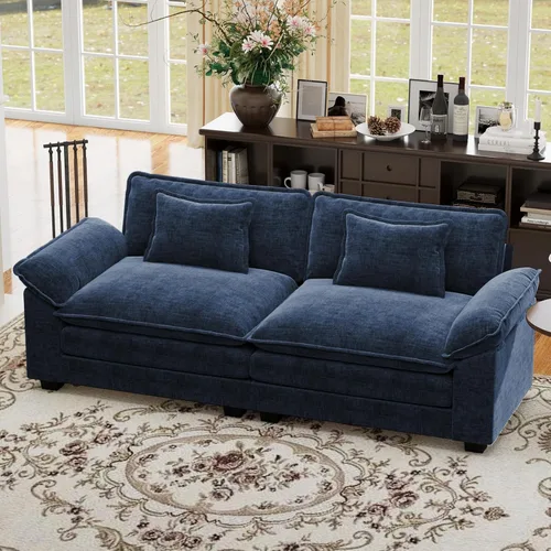Vista 98 de Sofá modular de gran tamaño de 154 pulgadas, cómodo sofá en forma de U con 3 otomanas móviles, sofá moderno de felpilla de 7 plazas para sala
