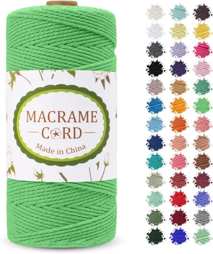 Vista 13 de Cordón de macramé de 0.079 pulgadas, hilo de cuerda de macramé de color de 0.07 pulgadas x 219 yardas, cuerda de algodón natural, 3 hebras para Aqua
