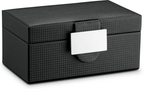 Vista 3 de Funda para reloj de viaje, caja de 3 ranuras para relojes de hombre, soporte para reloj de hombre con hebilla de metal, diseño de fibra de carbono