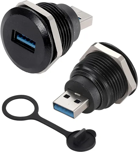 Vista 10 de PENGLIN 2 adaptadores USB 3.0, doble USB macho a hembra, conector de montaje en panel, soporte de datos/cargador, para laptop, teclado, smartphone