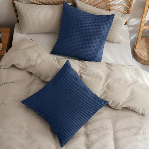 Vista 7 de PHF Funda de almohada 100% algodón con tejido de gofre, 22 x 22 pulgadas, sin relleno, paquete de 2 elegantes fundas de almohada cuadradas