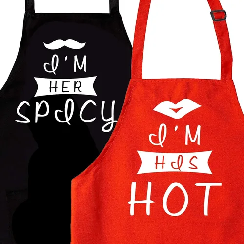 Vista 10 de Rosoz Funny Couple Aprons - Gift Ideas For Her Him - Kitchen Cooking Set - Birthday, Wedding, Anniversary, Bridal Shower