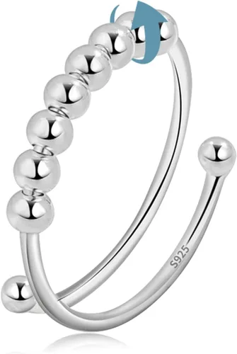Vista 15 de Vito 925 Sterling Silver Fidget Anxiety Open Ring for Women Men