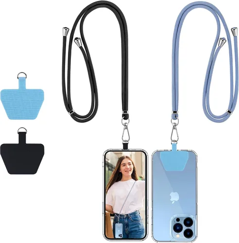 Vista 13 de CACOE Cordón para teléfono celular 2 piezas - 1 pieza correa ajustable para el cuello, 1 pieza correa de muñeca, 2 piezas almohadillas, cruzado