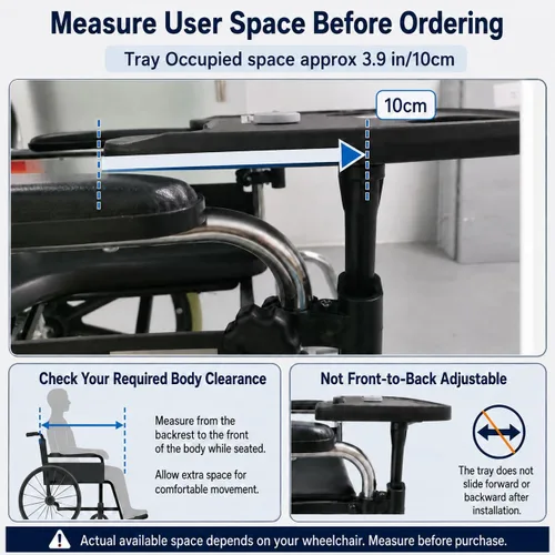 Vista 8 de Mesa de bandeja para silla de ruedas - Mesa de escritorio extraíble para silla de ruedas, tablero de regazo, ayuda para comer para paciente de Negro