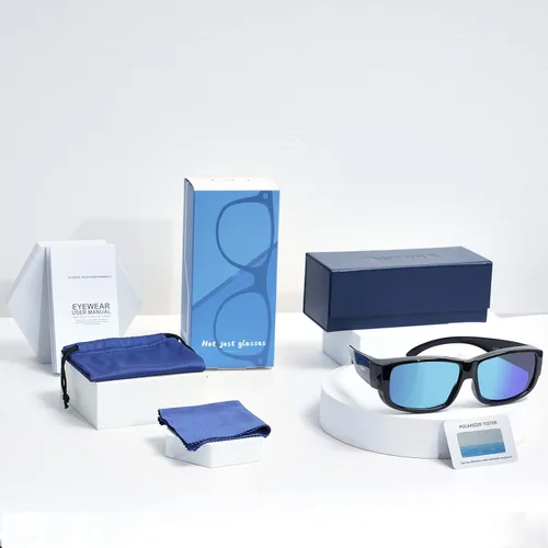 Vista 6 de Yaserra Lentes de sol polarizados para mujeres y hombres, para llevar sobre las gafas envolventes con lente TAC TR90, marco con bloqueo UV