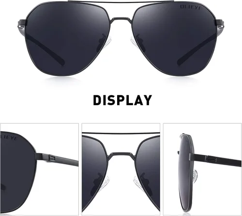 Vista 3 de Gafas de sol polarizadas unisex de OLIEYE para hombres mujeres gafas de sol de conducción ligero marco de metal clásico estilo retro diseñador
