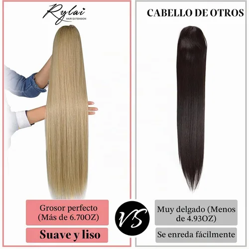 Vista 3 de Extensión de cola de caballo de 30 pulgadas de pelo largo lacio sintético, liso y suave, cola de caballo alta con clip de peine