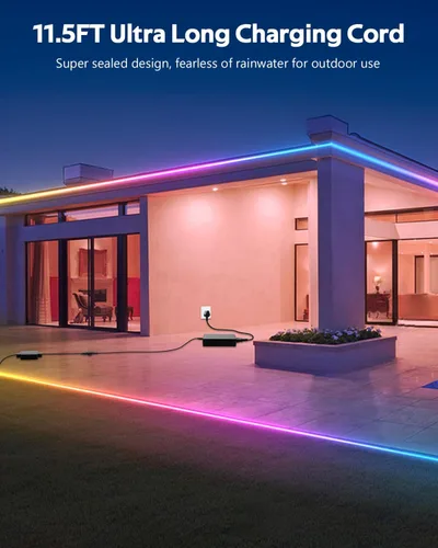 Vista 6 de Tira de luz LED inteligente de 100 pies, RGB IC, 1 rollo de 24 V, tira de luces LED direccionables para exteriores, impermeable, multicolor, luces