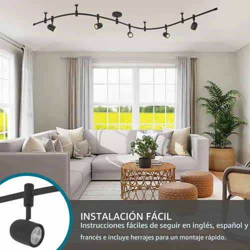 Vista 7 de Catalina Lighting Lámpara de Techo con Riel de 96", Bronce Frotado con Aceite, Riel Flexible LED Transicional de 5 Luces, Bombilla Incluida