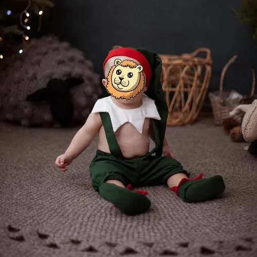 Vista 3 de IBTOM CASTLE Traje de Navidad para bebé niña y niño falda con tirantes sombrero cuello o pantalones corbatín y sombrero de elfo de Papá Noel