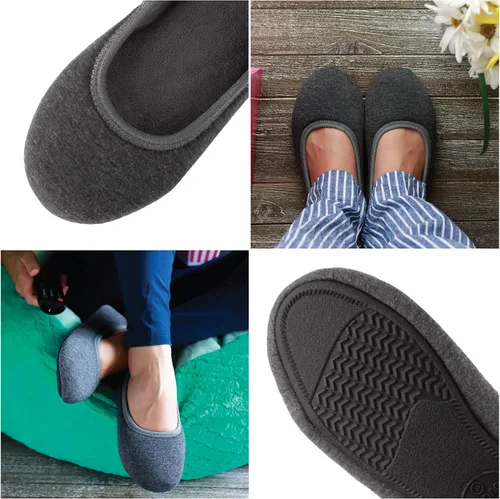Vista 3 de isotoner - Pantuflas aterciopeladas estilo zapatillas de ballet con plantilla de memory foam, calzado cómodo para estar en casa