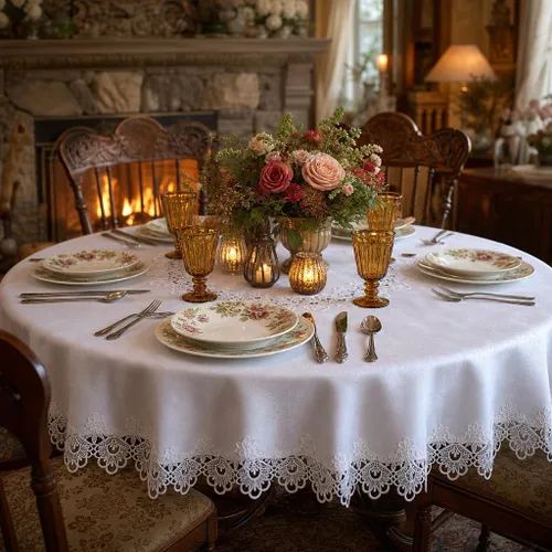 Vista 14 de ARTABLE Mantel redondo de encaje rústico macramé bordado manteles de mesa para cosecha, decoración de aparador, granja, cocina y hogar