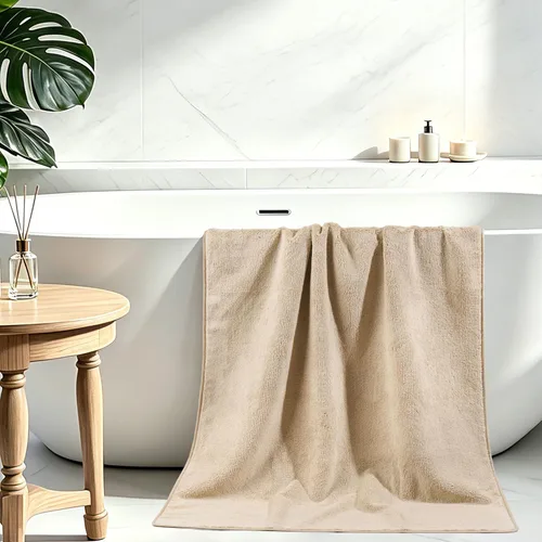Vista 2 de POLYTE Toalla de baño de microfibra de secado rápido sin pelusas, 57 x 30 pulgadas, paquete de 4 (beige)