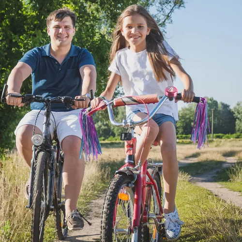 Vista 4 de Campana de bicicleta para niños con 2 piezas de serpentinas de bicicleta para niñas, lindos accesorios para bicicletas de niños