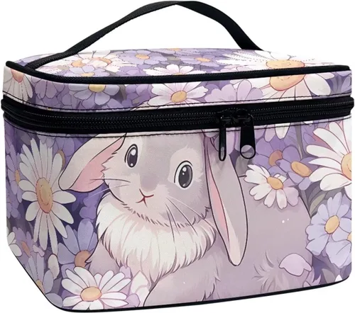 Vista 39 de doginthehole Bolsa de maquillaje, bolsa de cosméticos de viaje, bolsa de aseo portátil grande, organizador de accesorios para mujeres y niñas