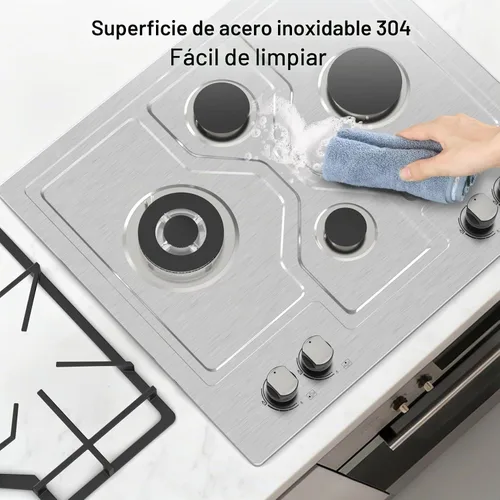 Vista 8 de Estufa de gas de 24 pulgadas, estufa de propano integrada con 4 quemadores, estufa de acero inoxidable convertible de NG/LPG con protección
