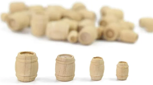 Vista 8 de MT001 50pcs modelo ferroviario 1:87 barril de vino de madera HO OO escala barril cubo (0.594 in)