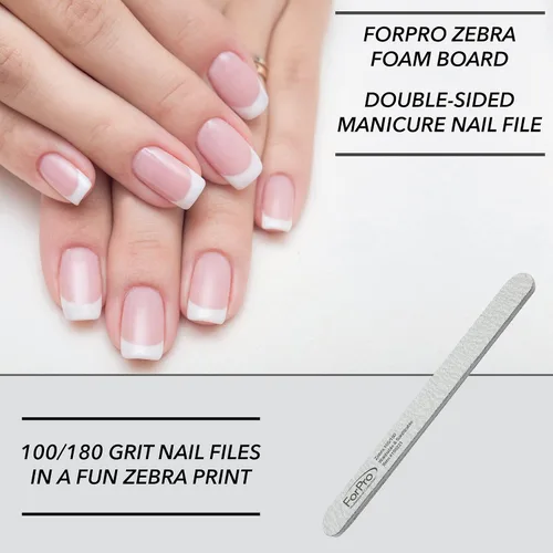 Vista 29 de ForPro Professional Collection ForPro Zebra Tabla de Espuma, Grano 80/80, Lima de Uñas de Manicura de Doble Cara, 7 pulgadas L x 0.75 pulgadas A