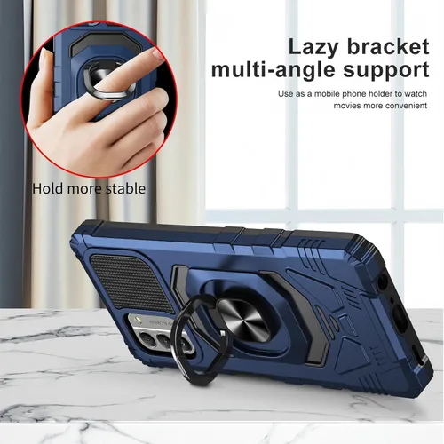 Vista 5 de Funda protectora para Nokia G310 5G con protector de pantalla de vidrio templado, grado militar, resistente a prueba de golpes, con soporte de Azul