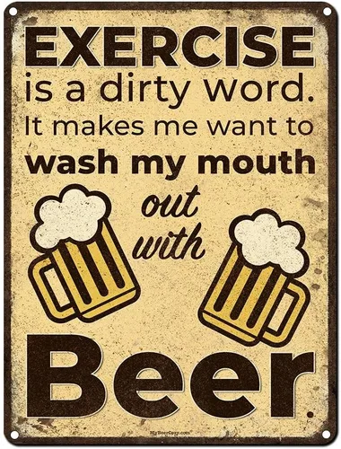 Vista 14 de Beer Because H20 Never Wins Friends, cartel divertido de aluminio de 11.5 x 15.5 pulgadas para cueva de hombre, garaje, sótano, cervecería