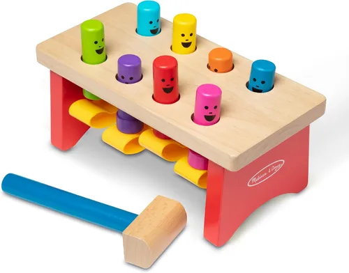 Vista 4 de Melissa & Doug, juguete de taller de madera con maza, Banca golpeada, Multicolor