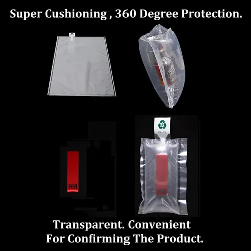 Vista 5 de Paquete de 100 unidades con bomba de mano BZQZDAI de 3.9 x 5.9 pulgadas, bolsas inflables de plástico transparente para embalaje de aire, bolsa